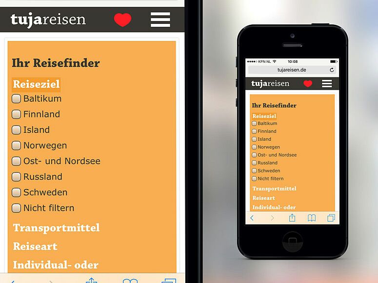 Filterwidget Reisen