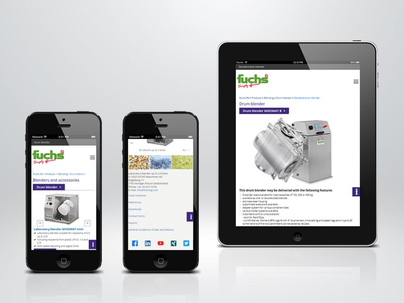 Webdesign auf Mobilgeräten für Maschinenbaufirma